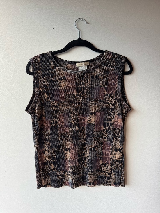 Vintage brown patterned sleeveless top - made in Canada - Picture 2 of 4